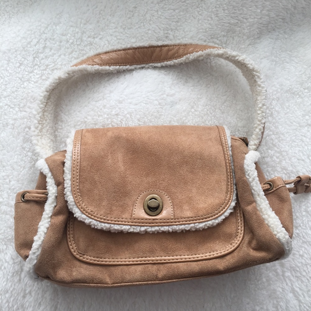 Faux Suede and Wool shoulder bag
